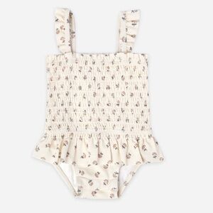 Sold out Quincy Mae floral smocked one piece in ivory